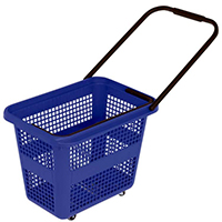 Paniers de magasin à 4 roulettes disponibles en 2 contenances 32 ou 54 litres.